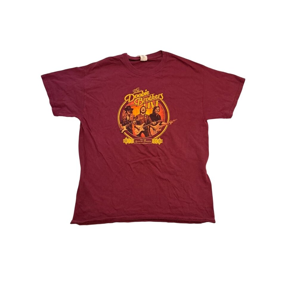 Vintage Gildan The Doobie Brothers Live Short Sleeve Maroon T-shirt Size L